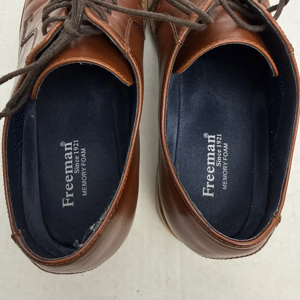 Freeman Phoenix Brown Memory Foam Derby Dress Shoes Oxford Lace Up Men Size 10 M
